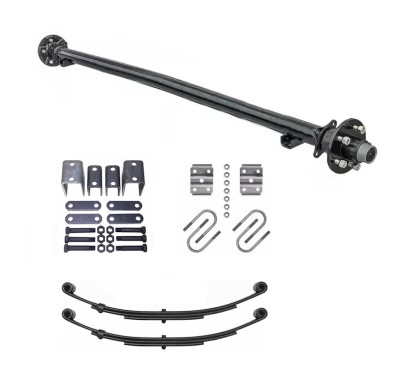 HD 3500lb Straight SingleTrailer Axle With 5 Stud Hubs Complete Kit