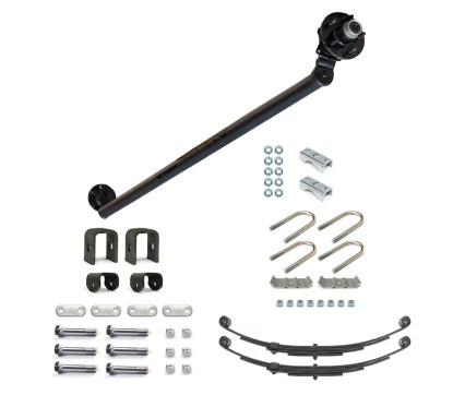 HD 3500lb 4" Drop Simple Trailer Axle With 5 Stud Hubs Complete Kit