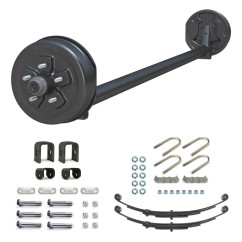 3500lb 4" Drop Simple Trailer Axle With 5 Stud Electric Brakes Complete Kit