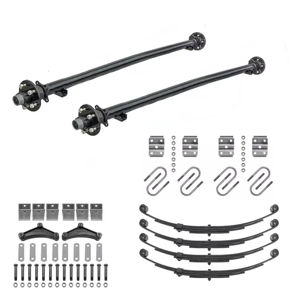 HD 3500lb Straight Tandem Trailer Axle With 5 Stud Hubs Complete Kit