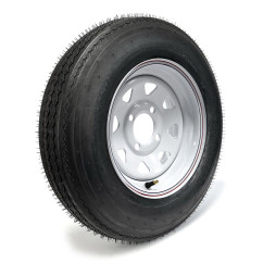 ROADGUIDER 5.30-12 6 Ply Tire on White Rally Rim with 4 Holes