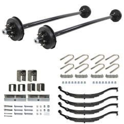 HD 7000lb Straight Tandem Trailer Axle With 8 Stud Electric Brakes Complete Kit