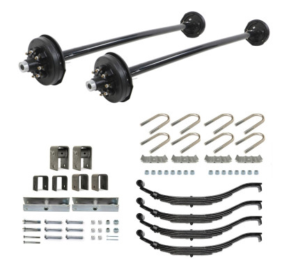 HD 7000lb Straight Tandem Trailer Axle With 8 Stud Electric Brakes Complete Kit
