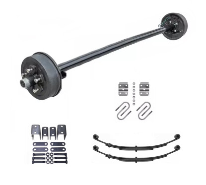 3500lb Straight Simple Trailer Axle With 5 Stud Electric Brakes Complete Kit