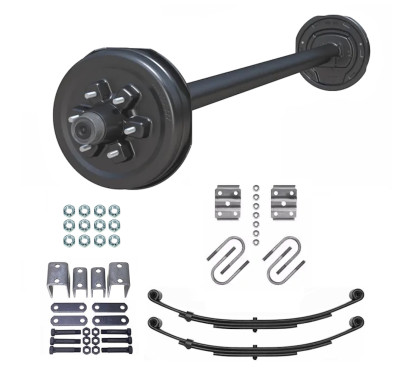 5200lb Straight Simple Trailer Axle With 6 Stud Electric Brakes Complete Kit