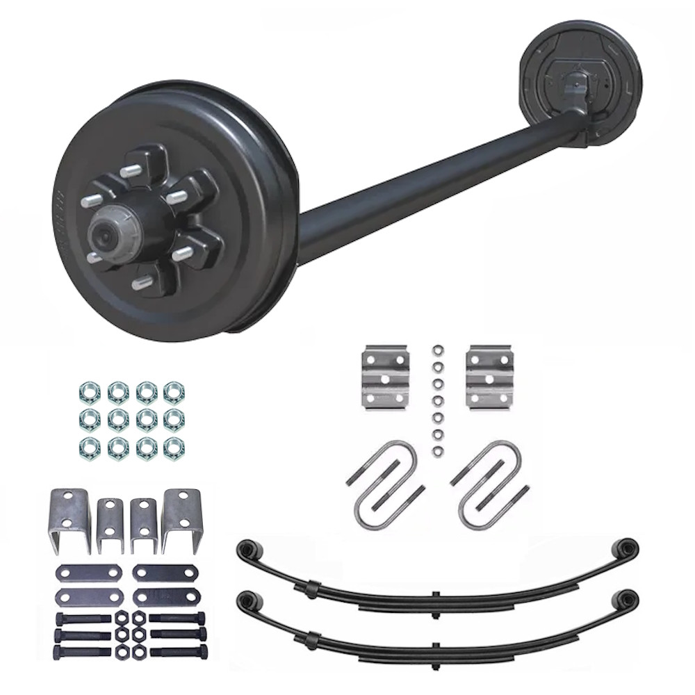 5200lb 4" Drop Simple Trailer Axle With 6 Stud Electric Brakes Complete Kit