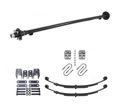 2500lb Straight Simple Trailer Axle With 4 Stud Hubs Complete Kit