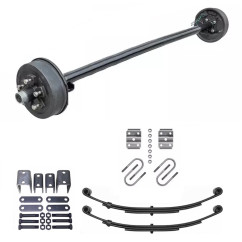 2500lb Straight Simple Trailer Axle With 5 Stud Electric Brakes Complete Kit
