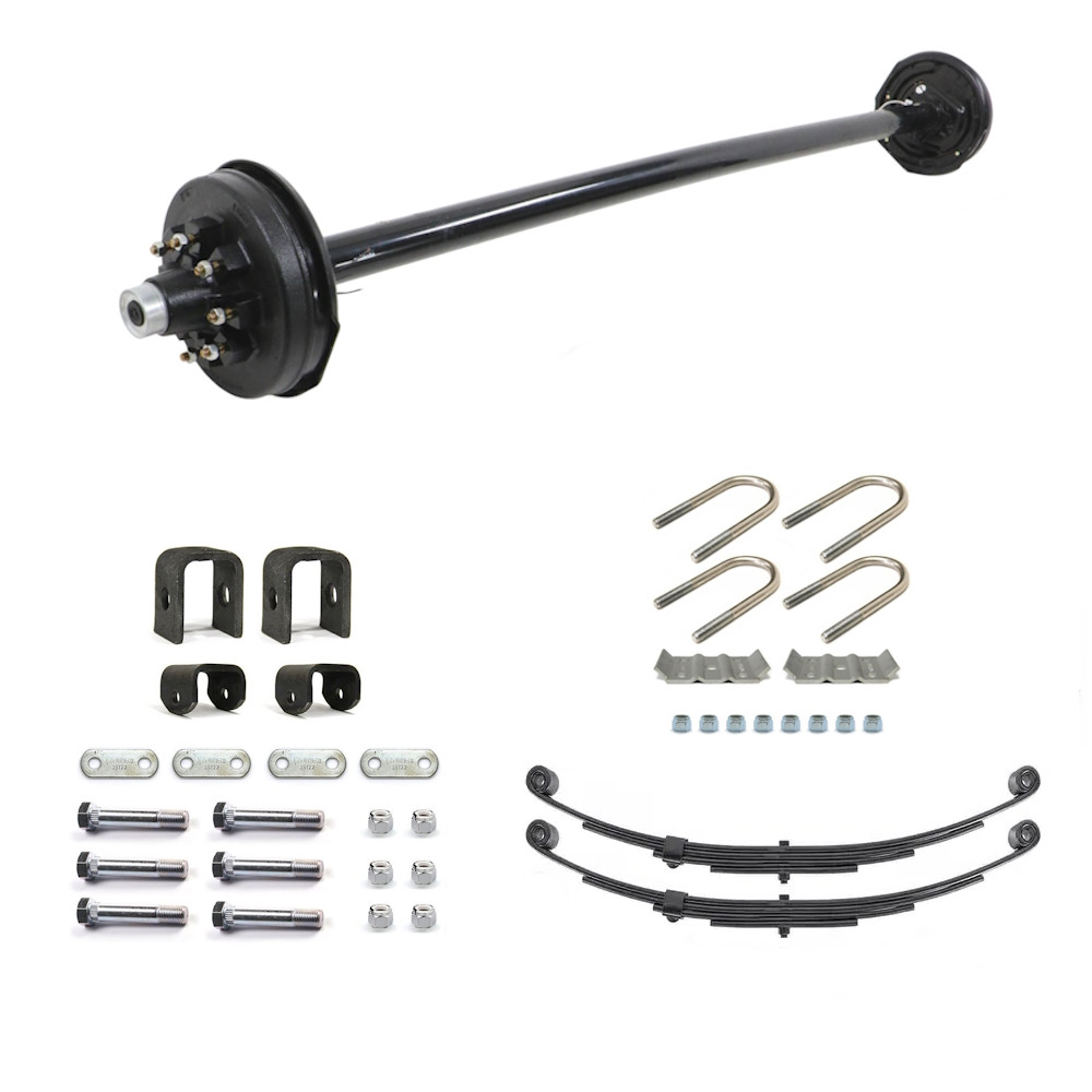 7000lb Straight Simple Trailer Axle With 8 Stud Electric Brakes Complete Kit
