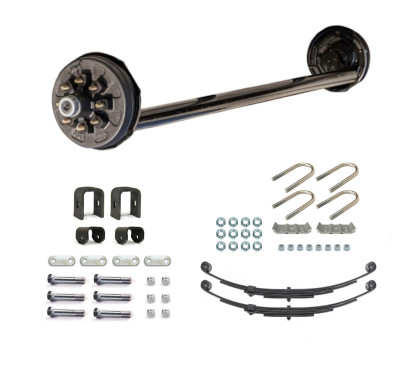 7000lb 4" Drop Simple Trailer Axle With 8 Stud Electric Brakes Complete Kit