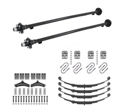 2500lb Straight Tandem Trailer Axle With 4 Stud Hubs Complete Kit
