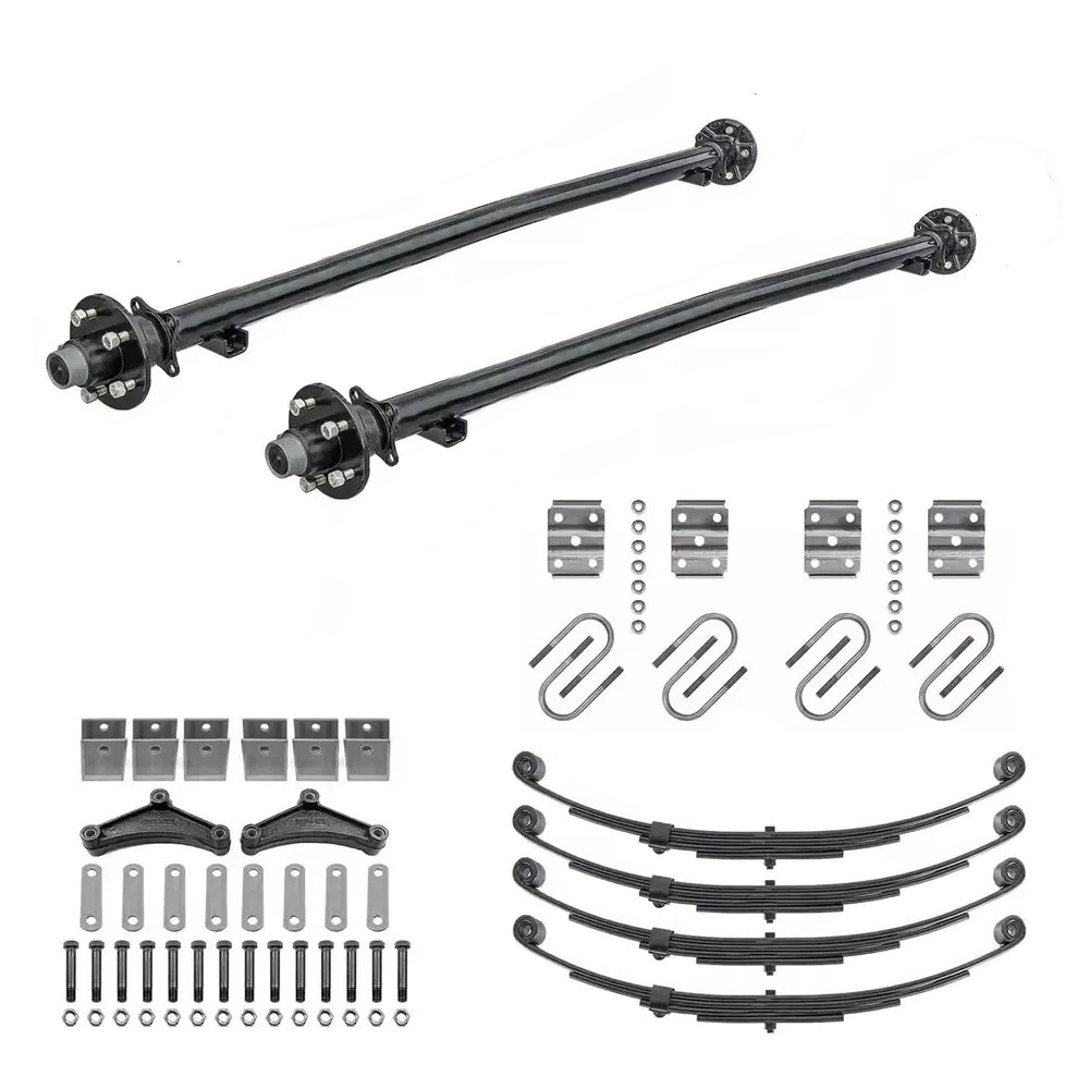 2500lb Straight Tandem Trailer Axle With 5 Stud Hubs Complete Kit