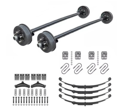 2500lb Straight Tandem Trailer Axle With 5 Stud Electric Brakes Complete Kit