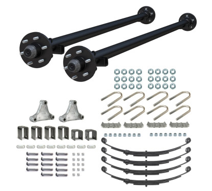 5200lb Straight Tandem Trailer Axle With 6 Stud Hubs Complete Kit