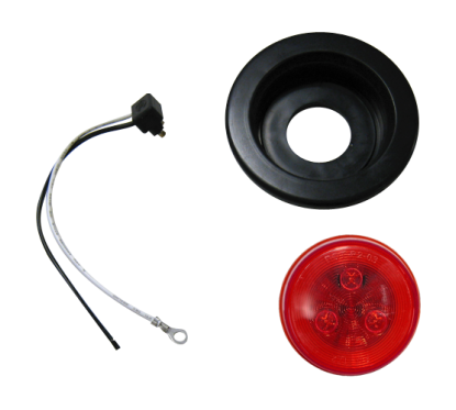 2" red LED light assembly with wire and rubber
